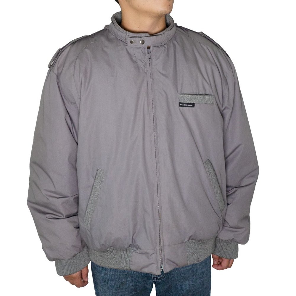 Members Only Classic Retro Racer Winter Grey Jacket Size XL